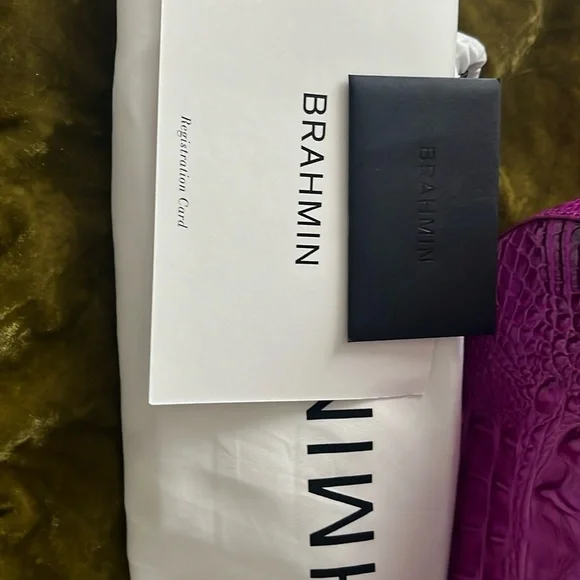 Brahmin Fuchsia Croc-Embossed Shoulder Bag - Picture 4 of 7